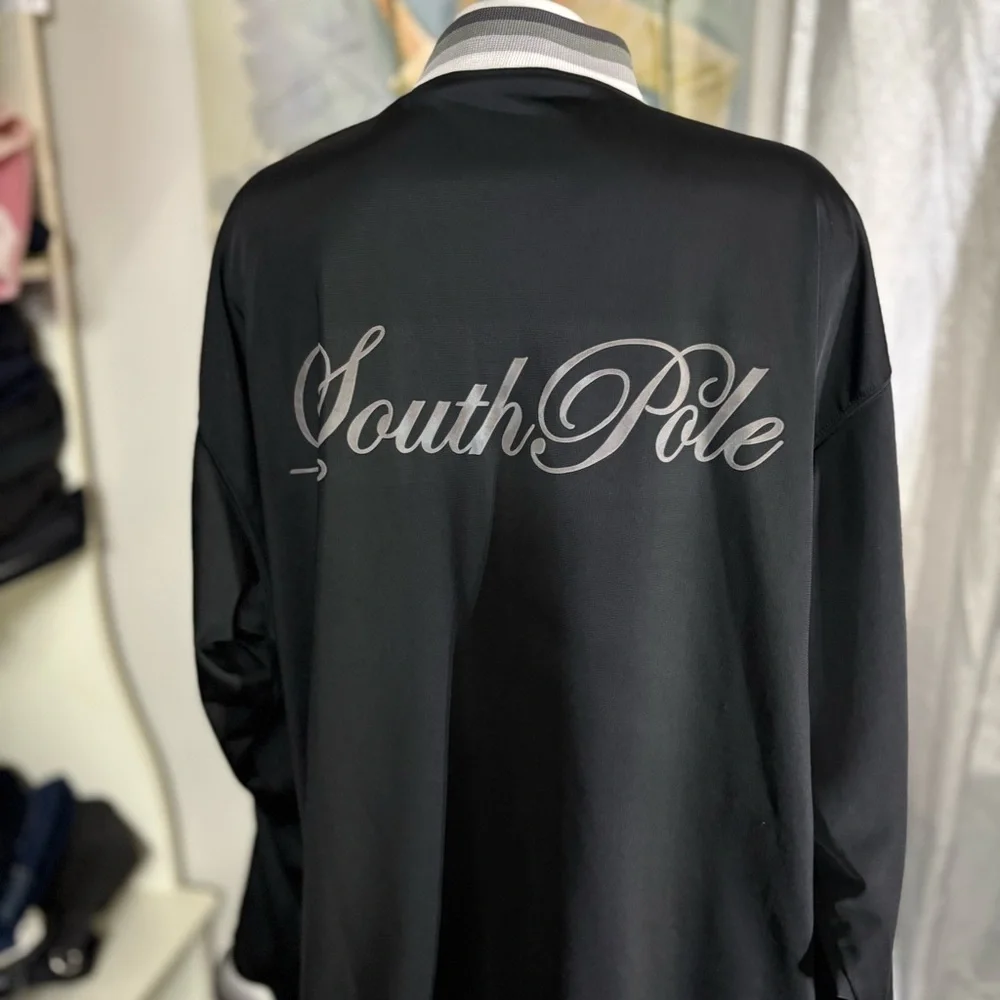 South Pole Black and White Bomber Jacket with Logo